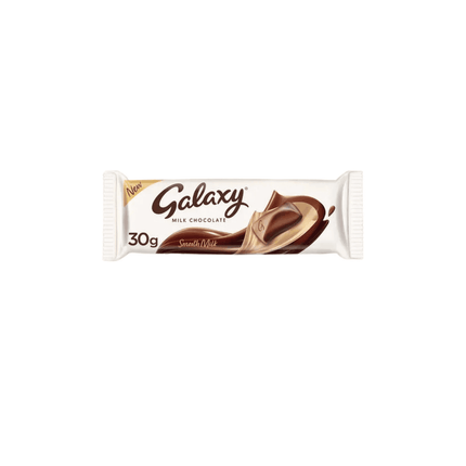 Galaxy milk chocolate bar packaging on a white background