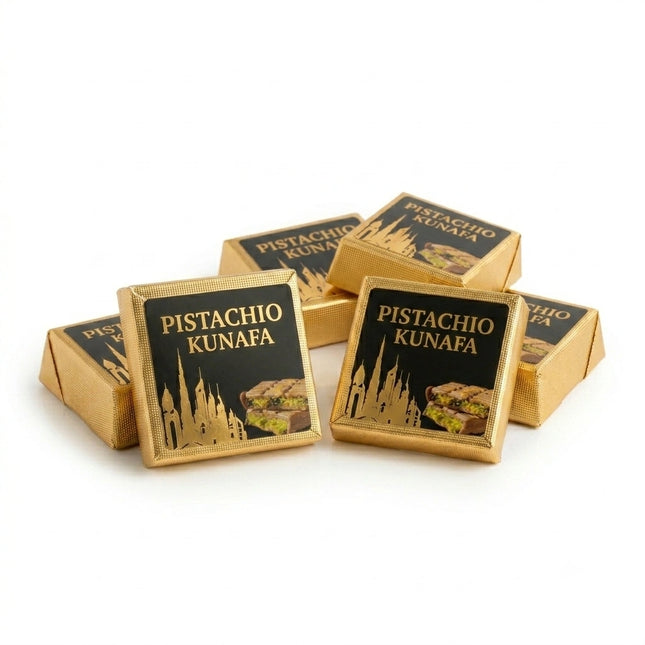 Pistachio Kunafa packaging on a white background