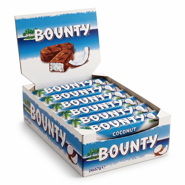 Bounty chocolate 57g bars 24 pieces box