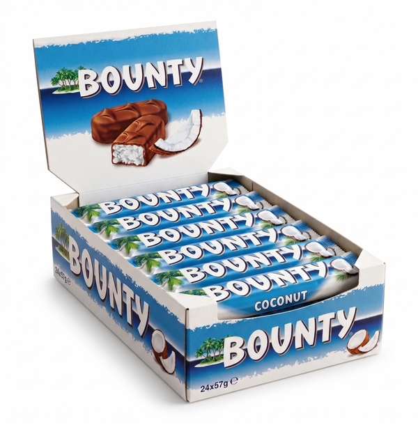 Bounty chocolate 57g bars 24 pieces box