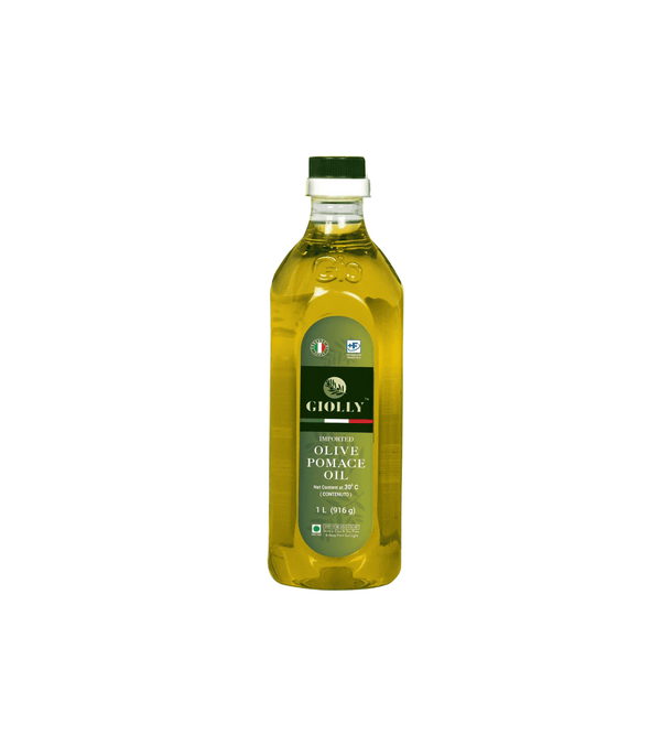Bottle of Gollywood Olive Pomace Oil on a white background