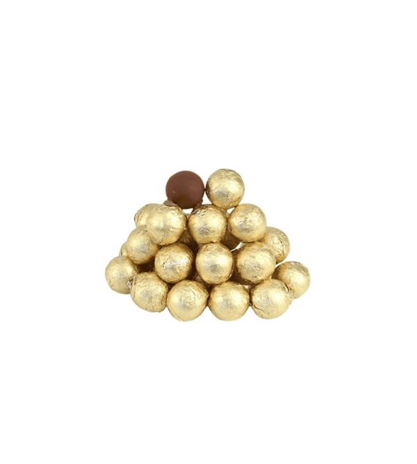 Golden chocolate ball  in white background