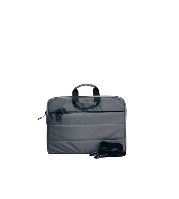 Gray laptop bag with a handle on a white background