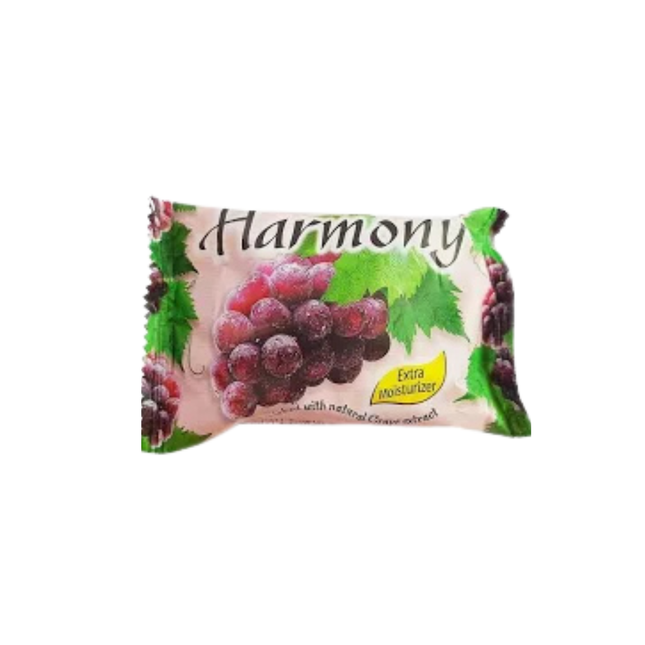Harmony soap bar with grapes on a white background