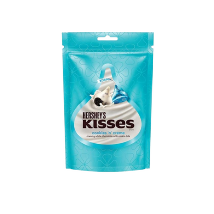 Hershey's Kisses cookies 'n' cream packaging on a white background
