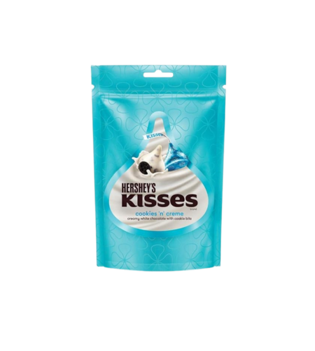 Hershey's Kisses cookies 'n' cream packaging on a white background