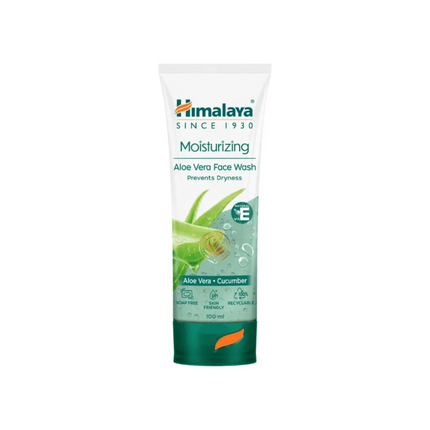 Himalaya Moisturizing Aloe Vera Face Wash tube on a white background