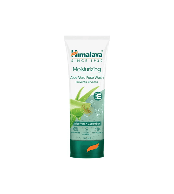 Himalaya Moisturizing Aloe Vera Face Wash tube on a white background