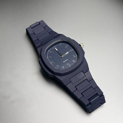 Men’s Navy Blue Square Dial Quartz Watch with plastic Strap