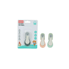 Packaging of infant nail clippers with a white background