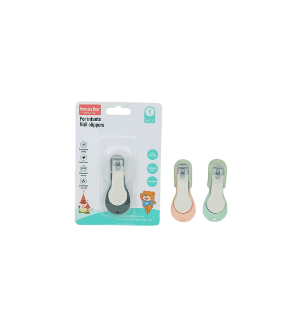 Packaging of infant nail clippers with a white background
