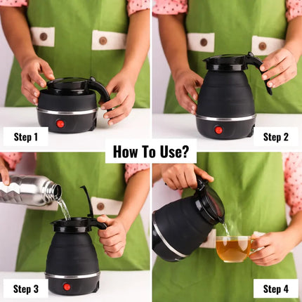 Portable Foldable Electric Silicone Travel Kettle – Mini Collapsible Hot Water Boiler