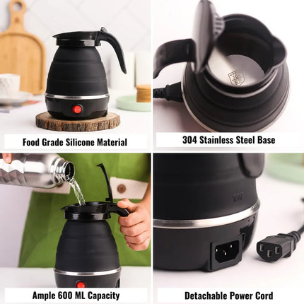 Portable Foldable Electric Silicone Travel Kettle – Mini Collapsible Hot Water Boiler