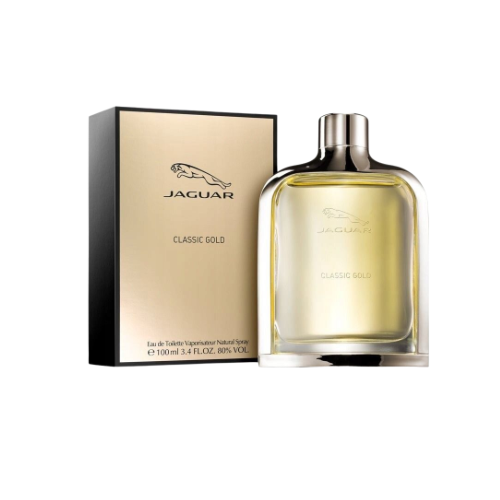 Jaguar Classic Gold perfume bottle and packaging on a white background