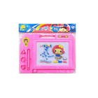 Pink toy tablet with character design on a white background