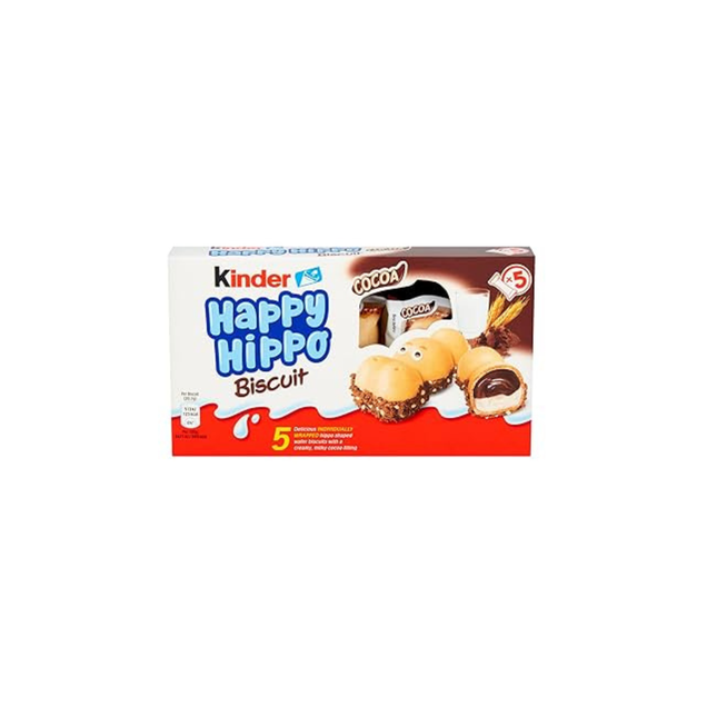 Box of Kinder Happy Hippo Biscuit on a white background