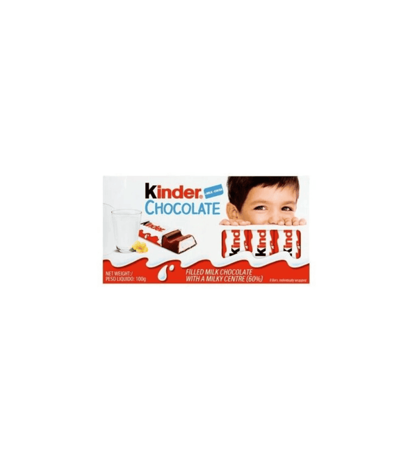 Kinder chocolate bars packaging with a child's face peeking from behind