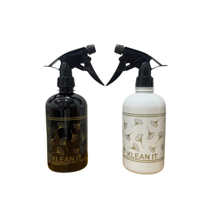 Two spray bottles labeled 'Klean It' on a white background