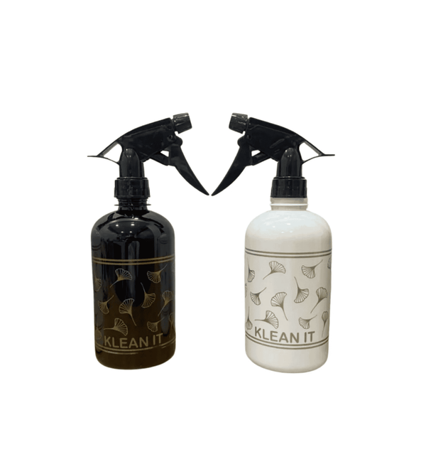 Two spray bottles labeled 'Klean It' on a white background