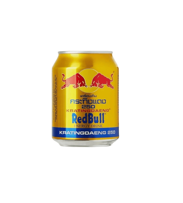 Red Bull energy drink can on a white background