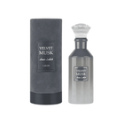 Lattafa Velvet Musk perfume bottle and packaging on a white background