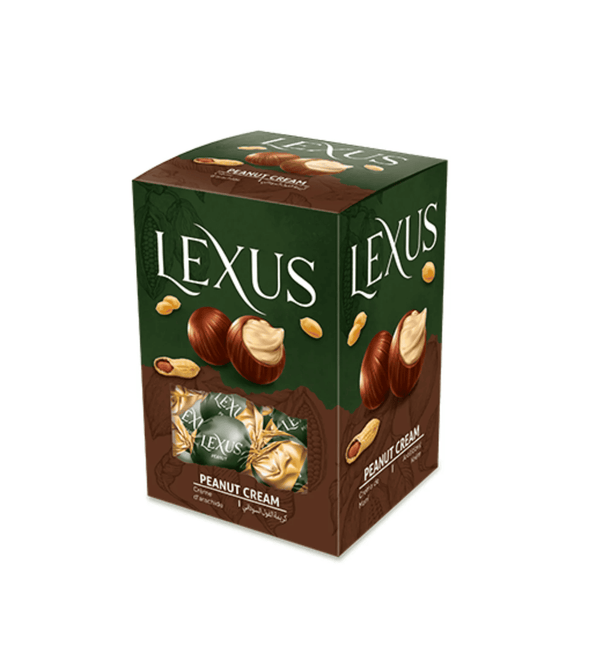 Box of Lexus peanut cream candies on a white background