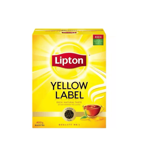 Lipton Yellow Label tea box on a white background