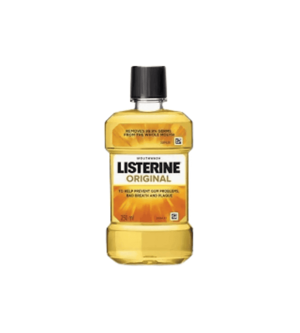 Bottle of Listerine Original mouthwash on a white background