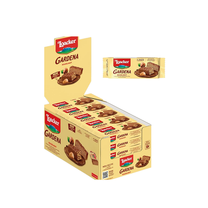 Loacker Gardena cookies packaging on a white background