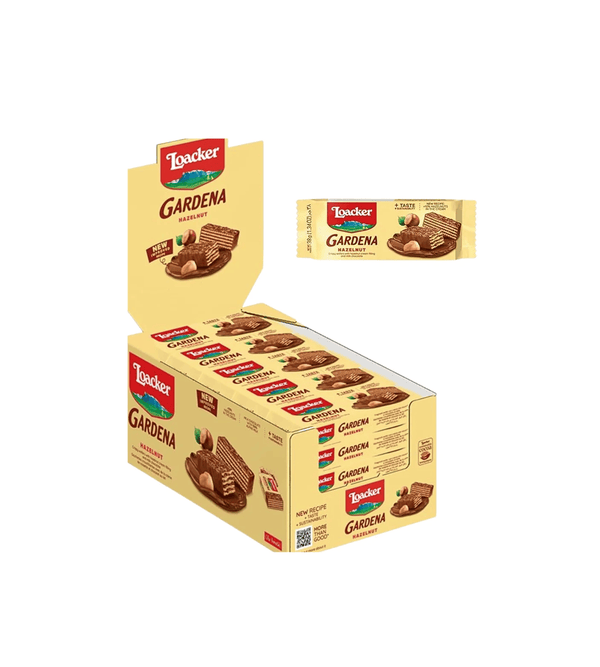 Loacker Gardena cookies packaging on a white background
