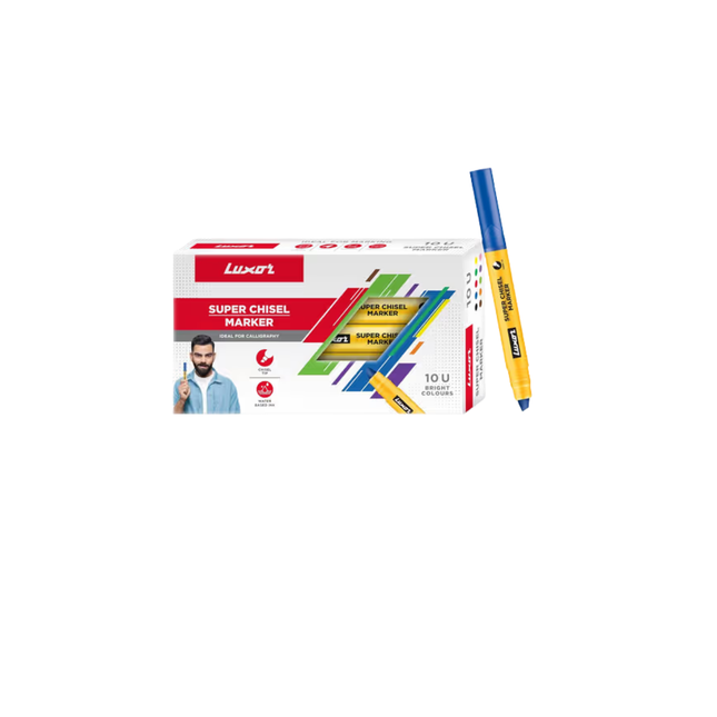 Luxor Super Chisel marker set with packaging on a white background