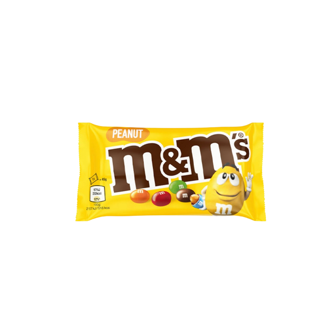 M&M's Peanut candy package on a white background