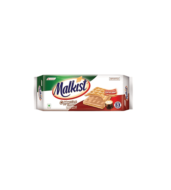 Malkist cappuccino packaging on a white background