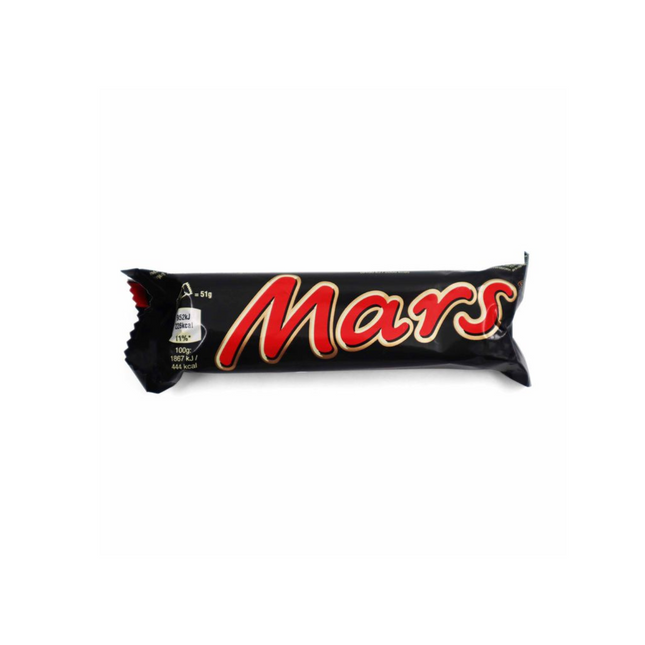 Mars chocolate bar packaging on a white background