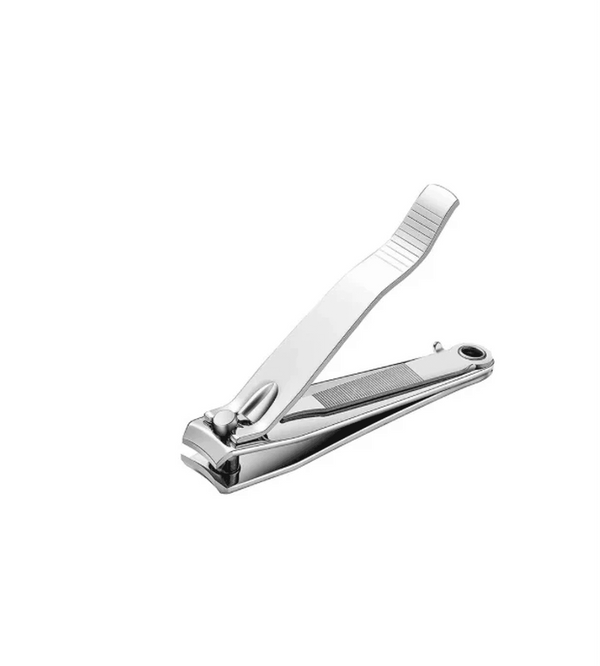 Metallic nail clipper on a white background