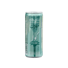 Green can with milaf cola on a white background