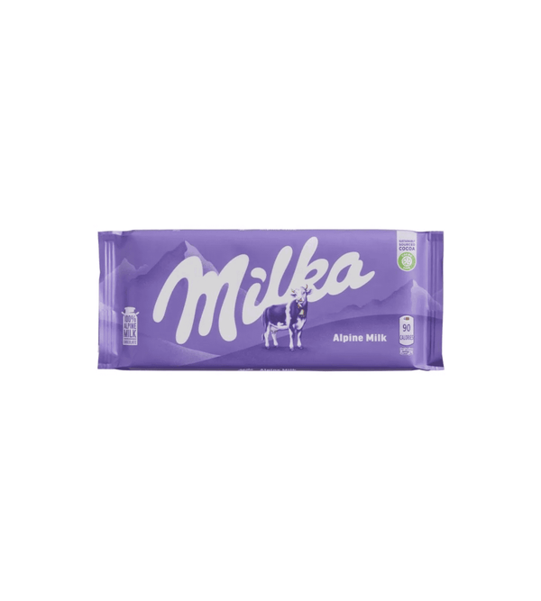 Milka chocolate bar packaging on a white background
