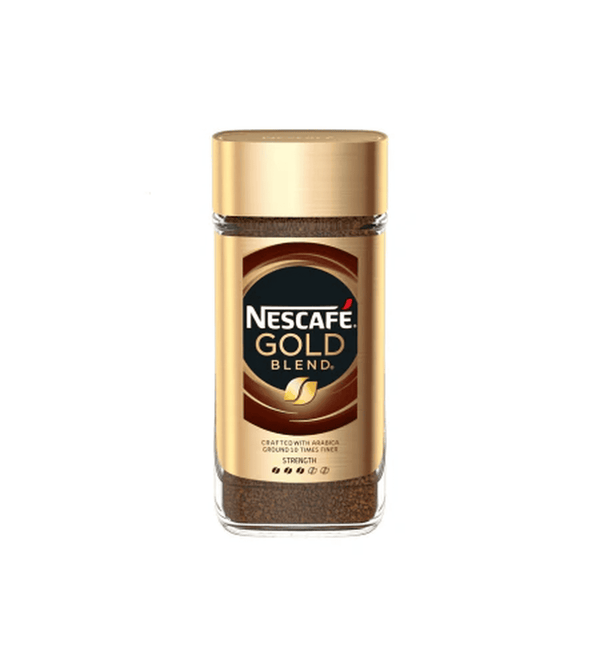 Nescafe Gold Blend instant coffee jar on a white background
