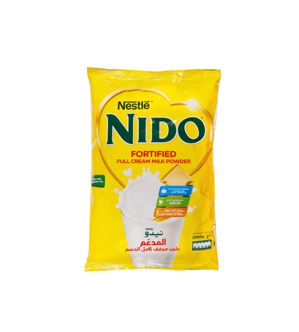 Nestle Nido fortified full cream milk powder package on a white background