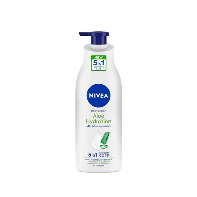 Nivea Aloe Hydration body lotion bottle on a white background