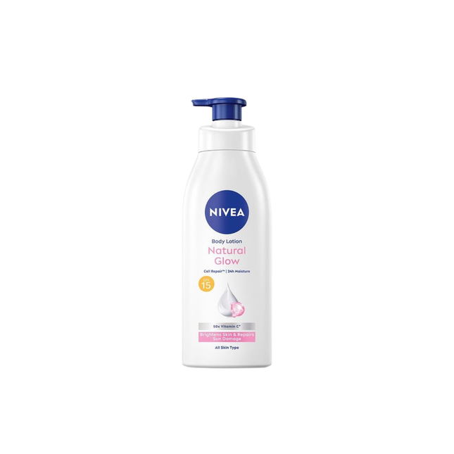 Nivea body lotion bottle on a white background