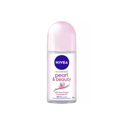Nivea pearl & beauty deodorant bottle on a white background