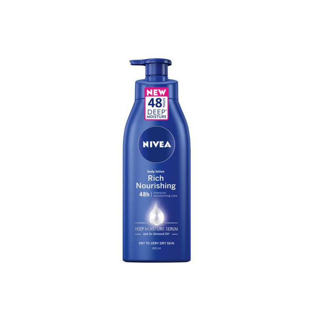 Nivea body lotion bottle on a white background