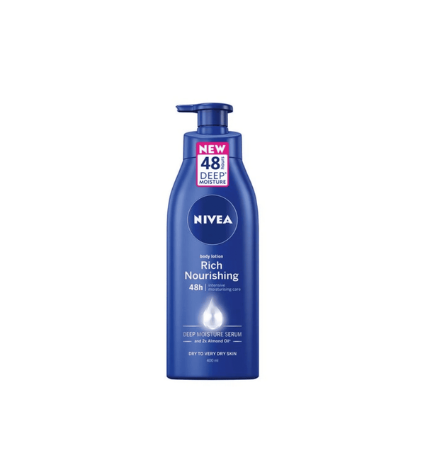 Nivea body lotion bottle on a white background