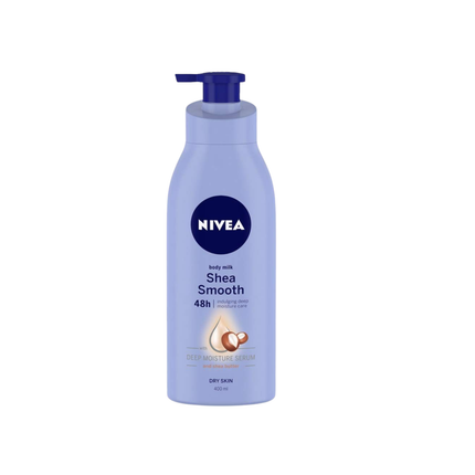 Nivea Shea Smooth body lotion bottle on a white background