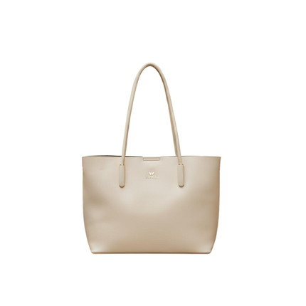 Beige handbag on a white background
