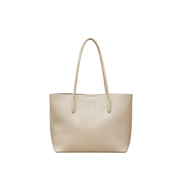 Beige handbag on a white background