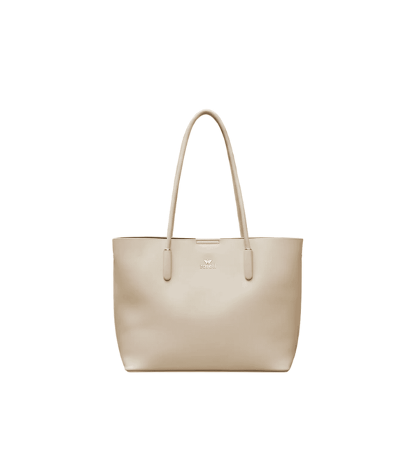 Beige handbag on a white background