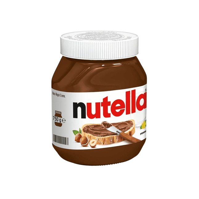 Jar of Nutella on a white background