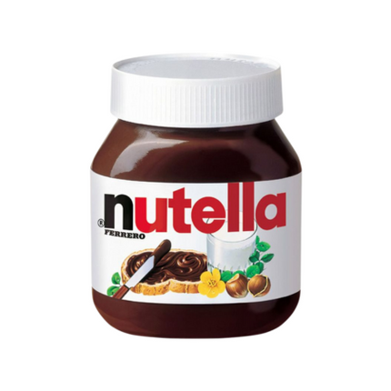 Jar of Nutella with Ferrero logo on a white background